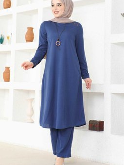 Kolyeli Tunik & Pantolon İkili Takım 580 İndigo