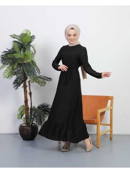 Volanlı Elbise 582 Siyah
