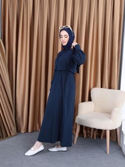 Bymn Yelekli Elbise Lacivert