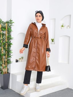 Kahve Bel Lastikli Deri Kap