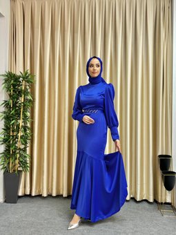 Mavi Asmin Abiye Elbise