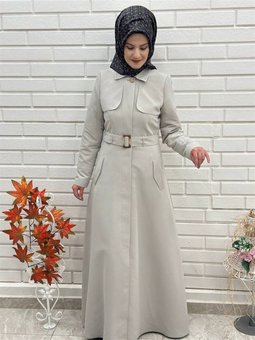 Mevlana Kesim Trençkot, Mevsimlik Astarlı Trençkot Uzun Pardesü 4653