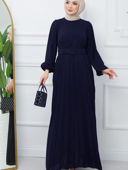 Kemerli Piliseli Aerobin Elbise Lacivert Hm2339