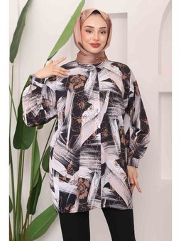 Pudra Desenli Moss Krep Gömlek