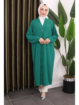 Yeşil Düğmeli Hırka