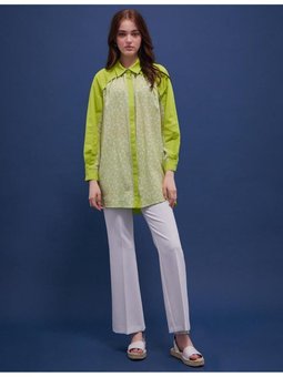 Garnili Fıstık Yeşili Gömlek