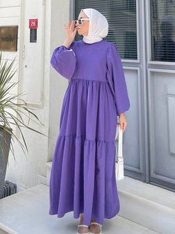 Balon Kol Katlı Yazlık Elbise