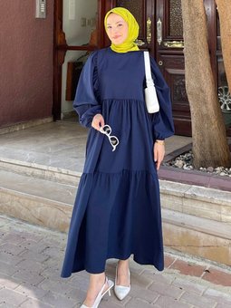 Balon Kol Katlı Yazlık Elbise