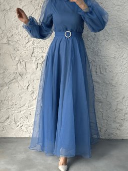 Dalya Zarafet Sunan Basic İndigo Abiye Elbise Özel Günler Için Kusursuz