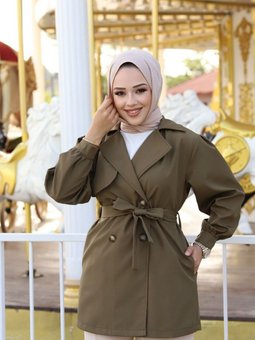 Kısa Kruvaze Yaka Su Geçirmez Trençkot