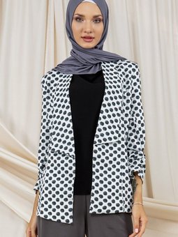 Kruvaze Yaka Kolları Büzgülü Blazer Ceket Siyah