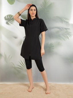 Paraşüt Siyah Yarım Kapalı Mayo