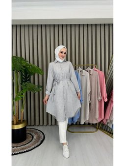 Simli Çizgili Gömlek