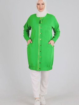 Benetton Büyük Beden Tensel Kumaş Çıtçıtlı Kap