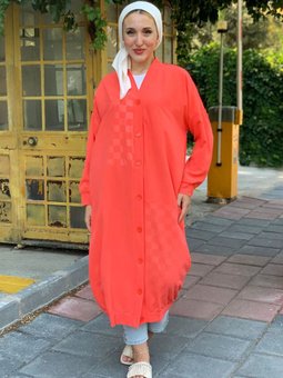 Coral Jakarlı Uzun Kap