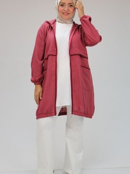 Gül Kurusu Büyük Beden Biye Detaylı Keten Kap