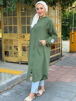 Haki Kolu Apoletli Jakarlı Kap