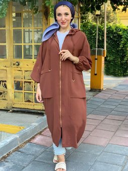 Kahve Tam Boy Fermuarlı Kap