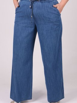 Mavi Büyük Beden Bol Paça Kot Pantolon