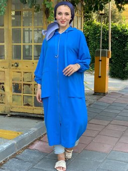 Mavi Tam Boy Fermuarlı Kap