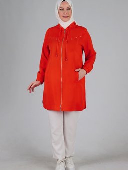 Mercan Büyük Beden Kapüşonlu Spor Kap