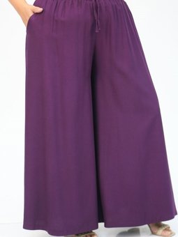 Mürdüm Büyük Beden Belmando Beli Lastikli Pantolon Etek