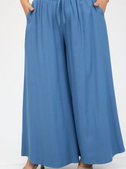 Petrol Büyük Beden Belmando Beli Lastikli Pantolon Etek