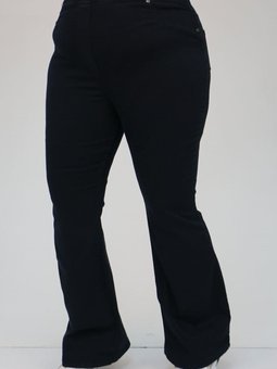 Siyah Büyük Beden Beli Lastikli İspanyol Paça Kot Pantolon