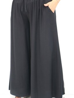 Siyah Büyük Beden Belmando Beli Lastikli Pantolon Etek