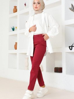 Dar Paça Pantolon Kırmızı 6108