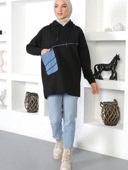 Kapüşonlu Sweatshirt Siyah 6042