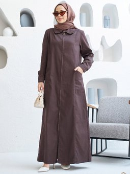 Büyük Beden Kahverengi Ferace