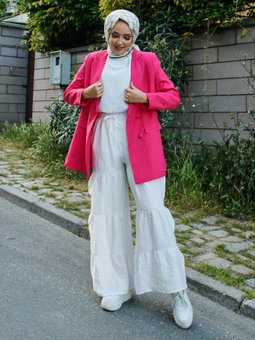 Parçalı Salaş Beyaz Pantolon