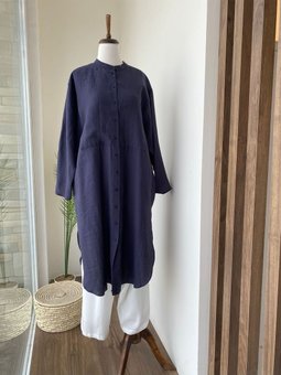 Qooq Minevra Keten Gömlek Lacivert