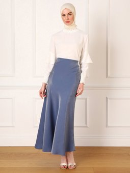 Simli Kumaş Şık Mavi Etek