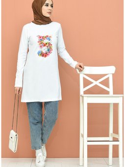 Baskılı Tunik 6024 03 Beyaz