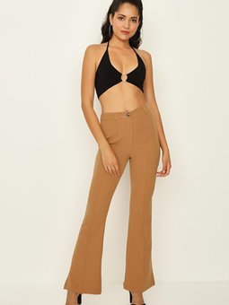 Tarçın Paçası Yırtmaçlı İspanyol Paça Pantolon