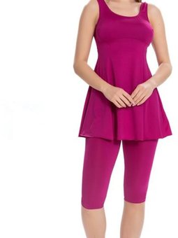 Fuşya Taytlı Elbise Etekli Mayo