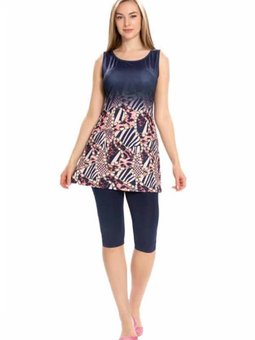 Lacivert Mayo Alt Detay Zincir Desenli