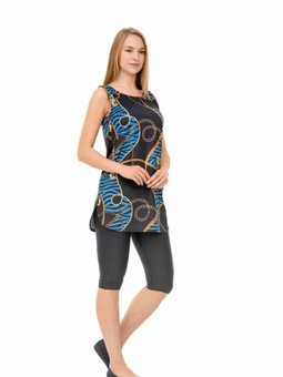 Lacivert Mayo Yarı Kapalı Zincir Desenli