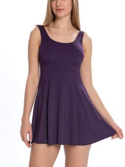 Mor Elbise Likralı Şortlu Düz Siyah Mayo