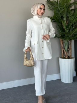 Maral Pantolonlu Takım Beyaz