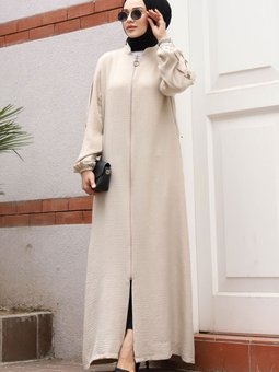 Arkası A Pileli Kolu Düğme Detaylı Ferace Tsd240501