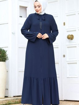 Kolu Volanlı Yakası Bağlama Detaylı Ferace Tsd240244