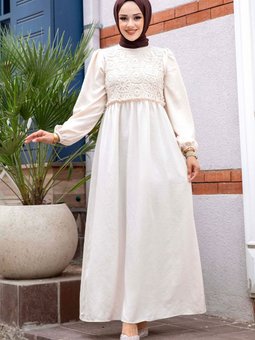 Önü Dantel Detaylı Elbise Tsd240519