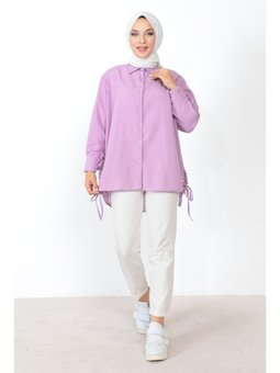 Yanı Büzgülü Lila Tunik