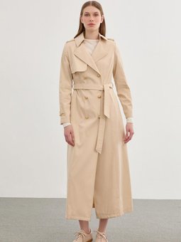 Kruvaze Yaka Kol Detaylı Trençkot