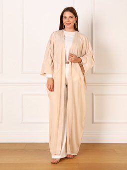 Büyük Beden Abiye Açık Bej Ferace