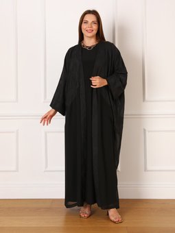 Büyük Beden Abiye Siyah Ferace