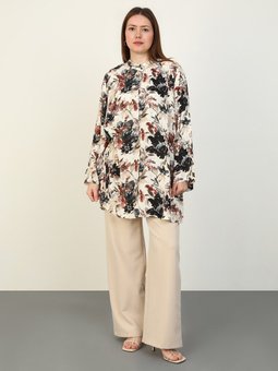 Cok Renkli Büyük Beden Pamuklu Viskon Tunik